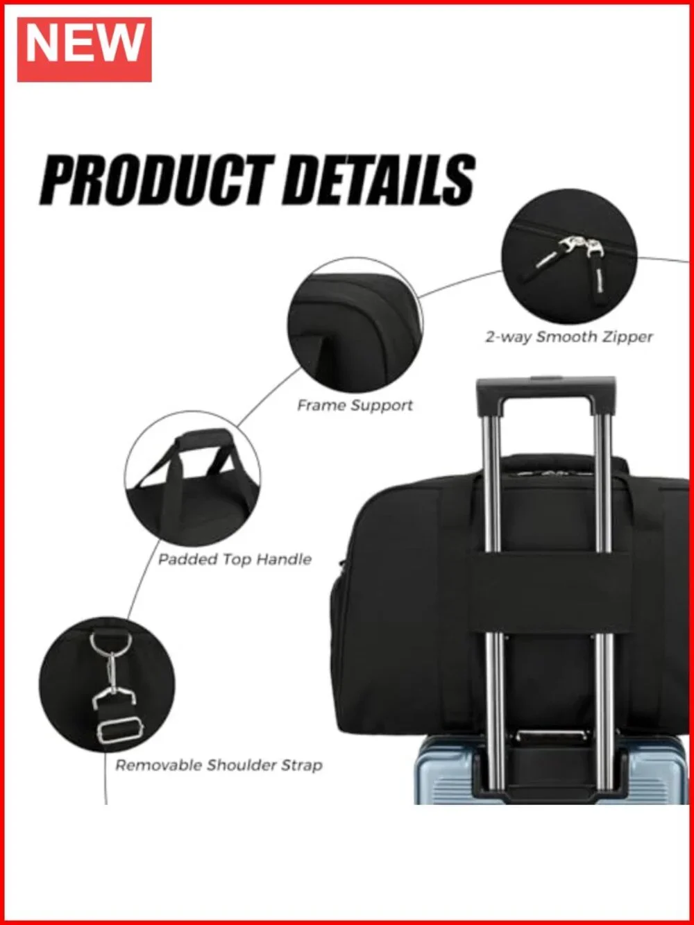 45L Large Duffle Bag with Shoe Compartment, Travel Gym Bag for Workout